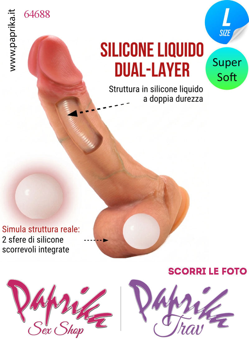 Fallo Testicoli Mobili Silicone Super Soft Large 16/18 cm Ø 40 Non Vibrante Ventosa
