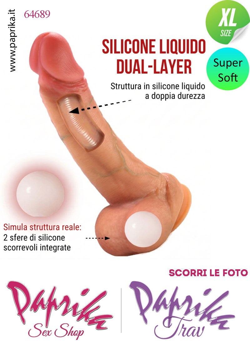 Fallo Testicoli Mobili Silicone Super Soft XL 18/21 cm Ø 45 Non Vibrante Ventosa
