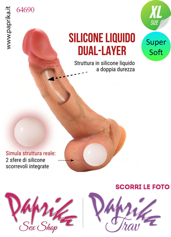 Fallo Testicoli Mobili Silicone Super Soft XL 20/24 cm Ø 50 Non Vibrante Ventosa