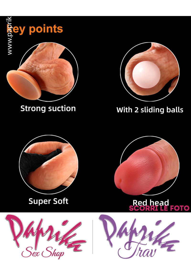 Fallo Testicoli Mobili Silicone Super Soft Large 13/15 cm Ø 36 Non Vibrante Ventosa
