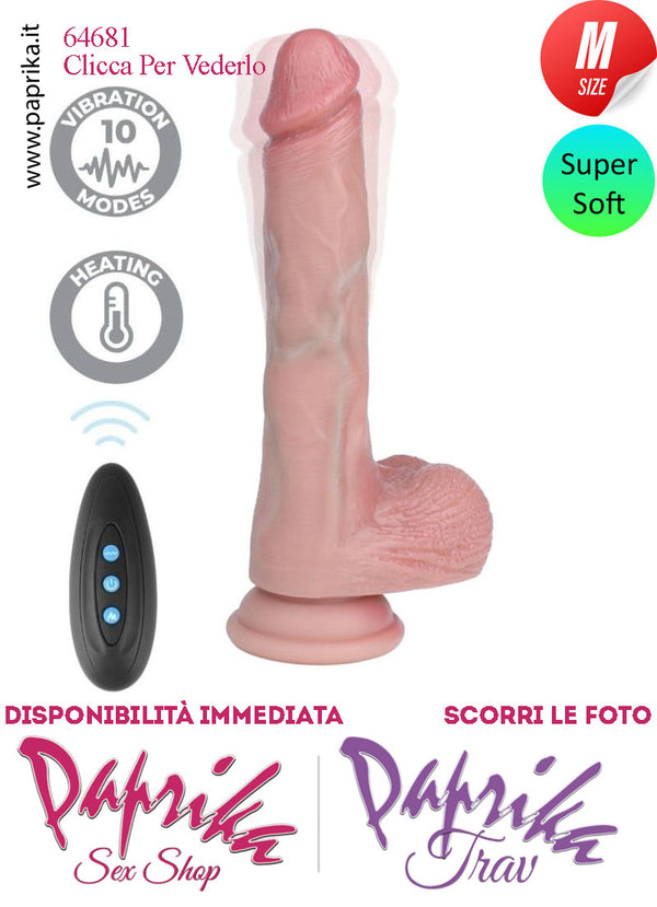 Fallo Vibrante Riscaldabile Silicone Super Soft Telecomando 15/19 cm Ø 35 Ventosa