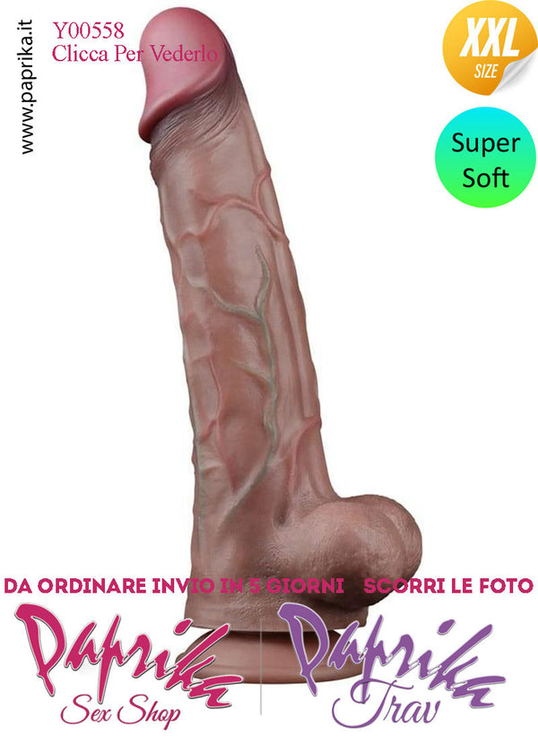 Fallo Unisex Venature Testicoli XXL Non Vibrante 23/29 cm Ø 57 Ventosa