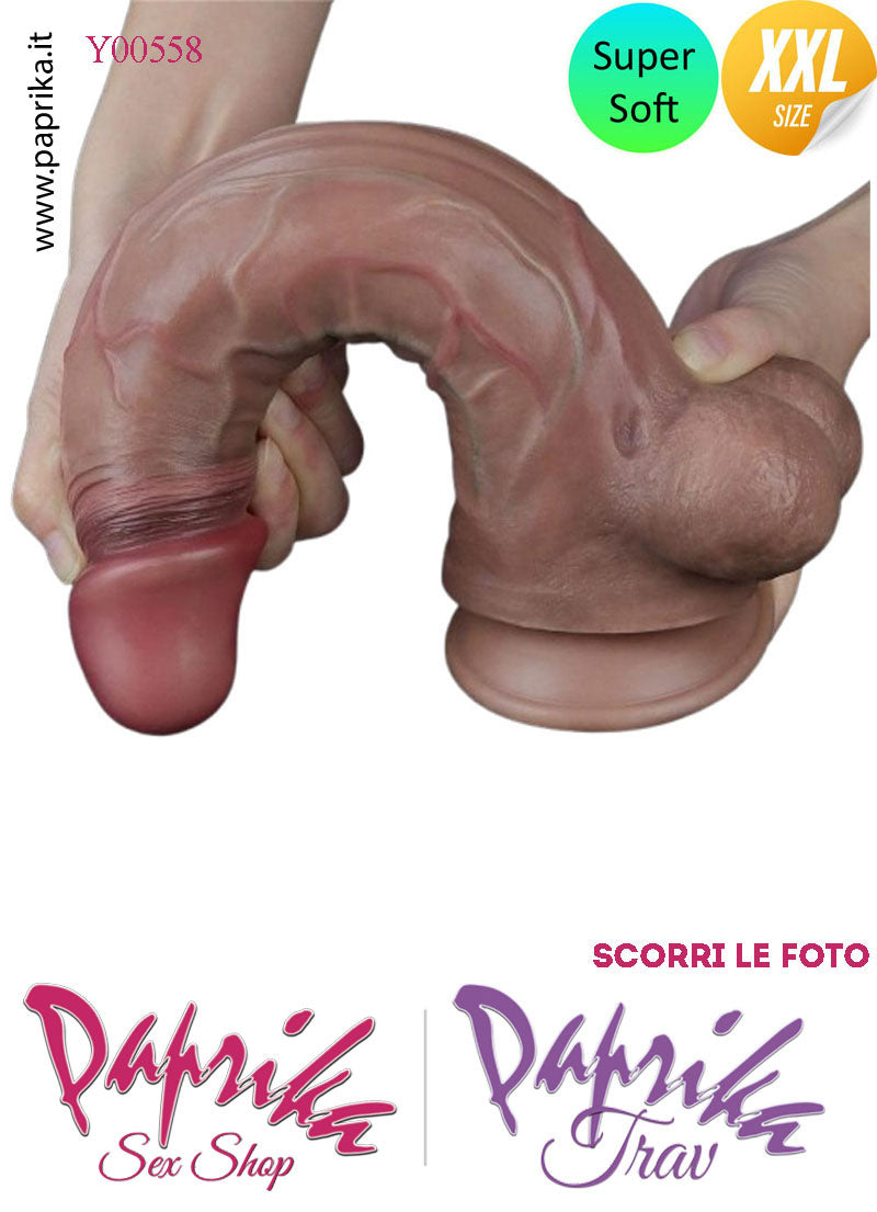 Strap-On Fallo Venature Testicoli XXL Non Vibrante 23/29 cm Ø 57230 Ventosa