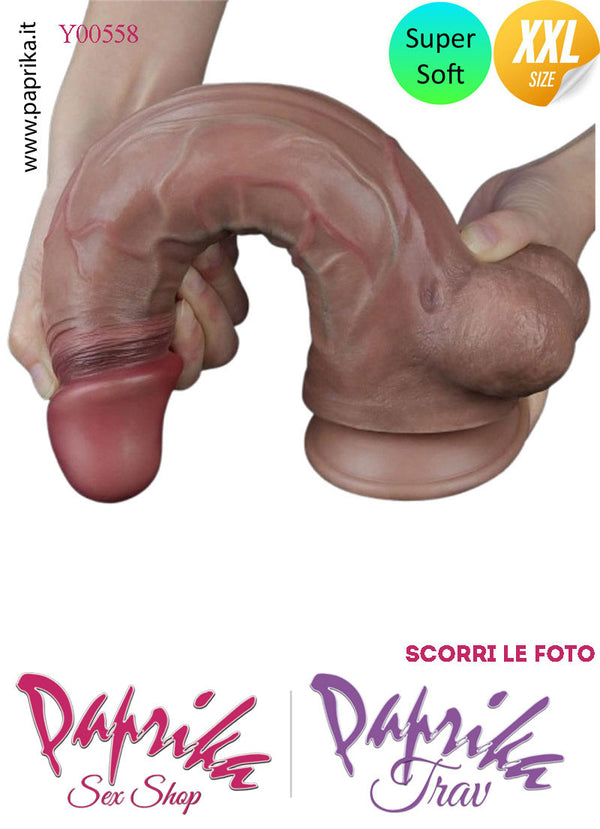 Fallo Unisex Venature Testicoli XXL Non Vibrante 23/29 cm Ø 57 Ventosa