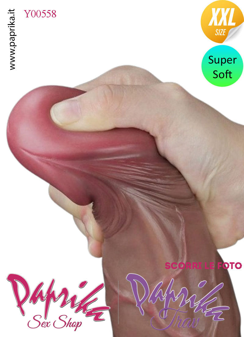 Strap-On Fallo Venature Testicoli XXL Non Vibrante 23/29 cm Ø 57230 Ventosa