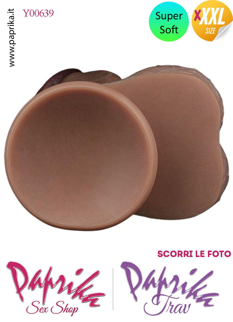 Strap-On Fallo Venature Testicoli XXXXL Non Vibrante 25/23 cm Ø 79 Ventosa