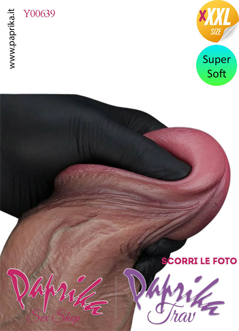 Strap-On Fallo Venature Testicoli XXXXL Non Vibrante 25/23 cm Ø 79 Ventosa