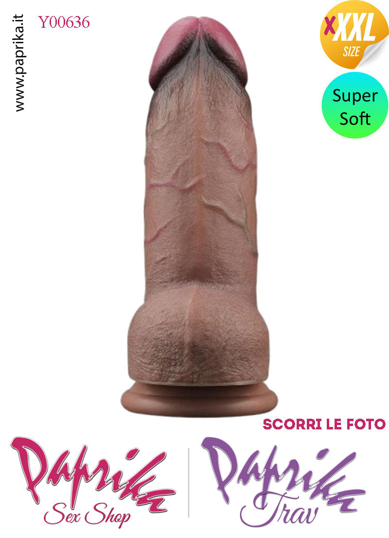 Fallo Unisex Venature Testicoli XXXXL Non Vibrante 18/22 cm Ø 70 Ventosa