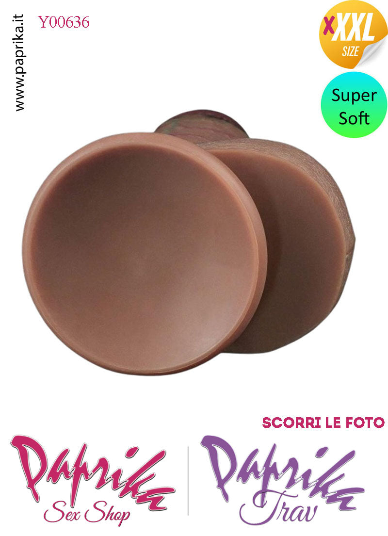 Fallo Unisex Venature Testicoli XXXXL Non Vibrante 18/22 cm Ø 70 Ventosa