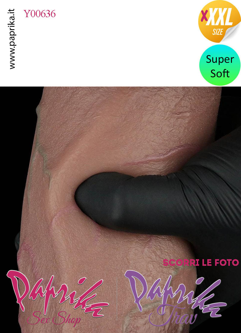 Fallo Unisex Venature Testicoli XXXXL Non Vibrante 18/22 cm Ø 70 Ventosa