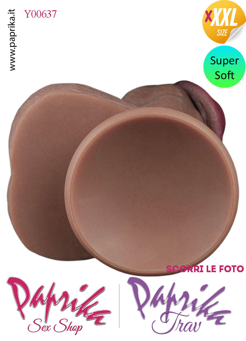 Fallo Unisex Venature Testicoli XXXXL Non Vibrante 21/25 cm Ø 74 Ventosa