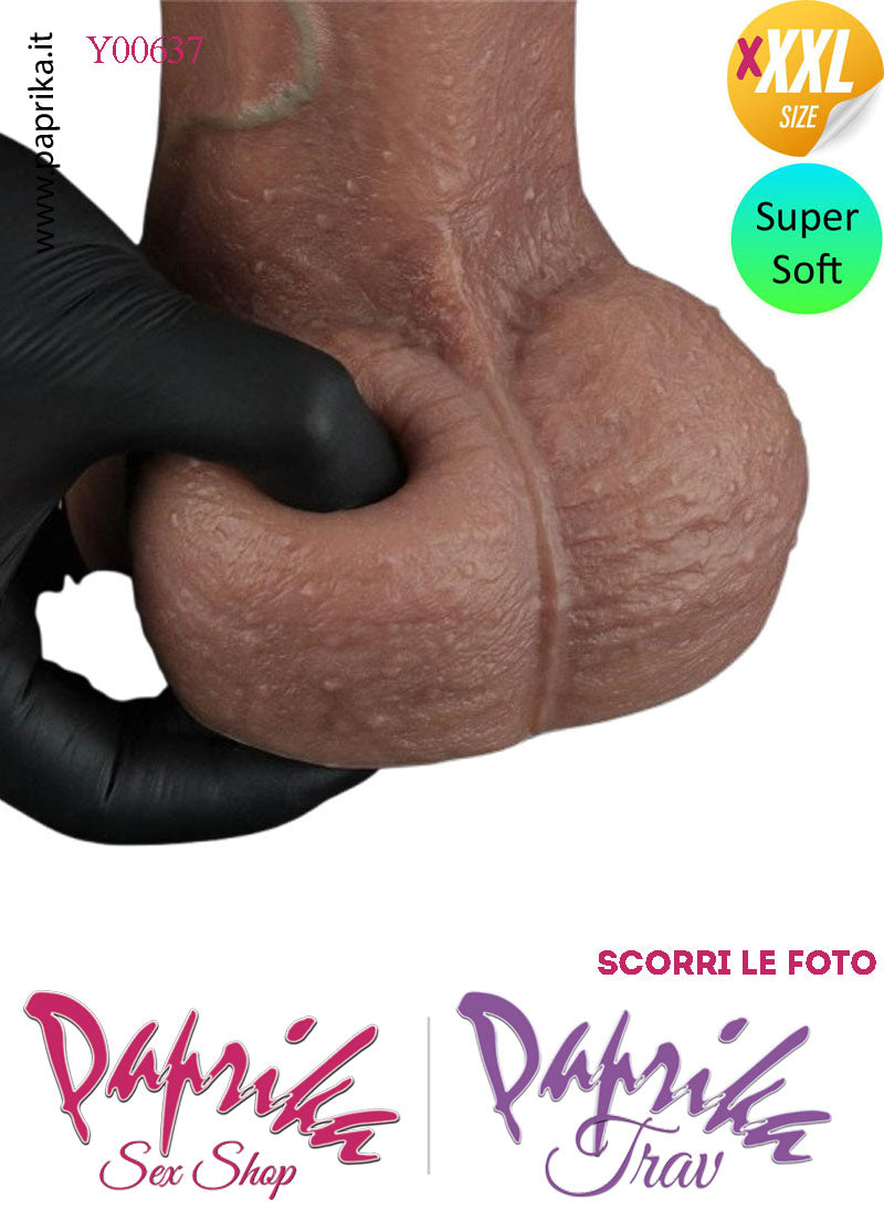 Fallo Unisex Venature Testicoli XXXXL Non Vibrante 21/25 cm Ø 74 Ventosa