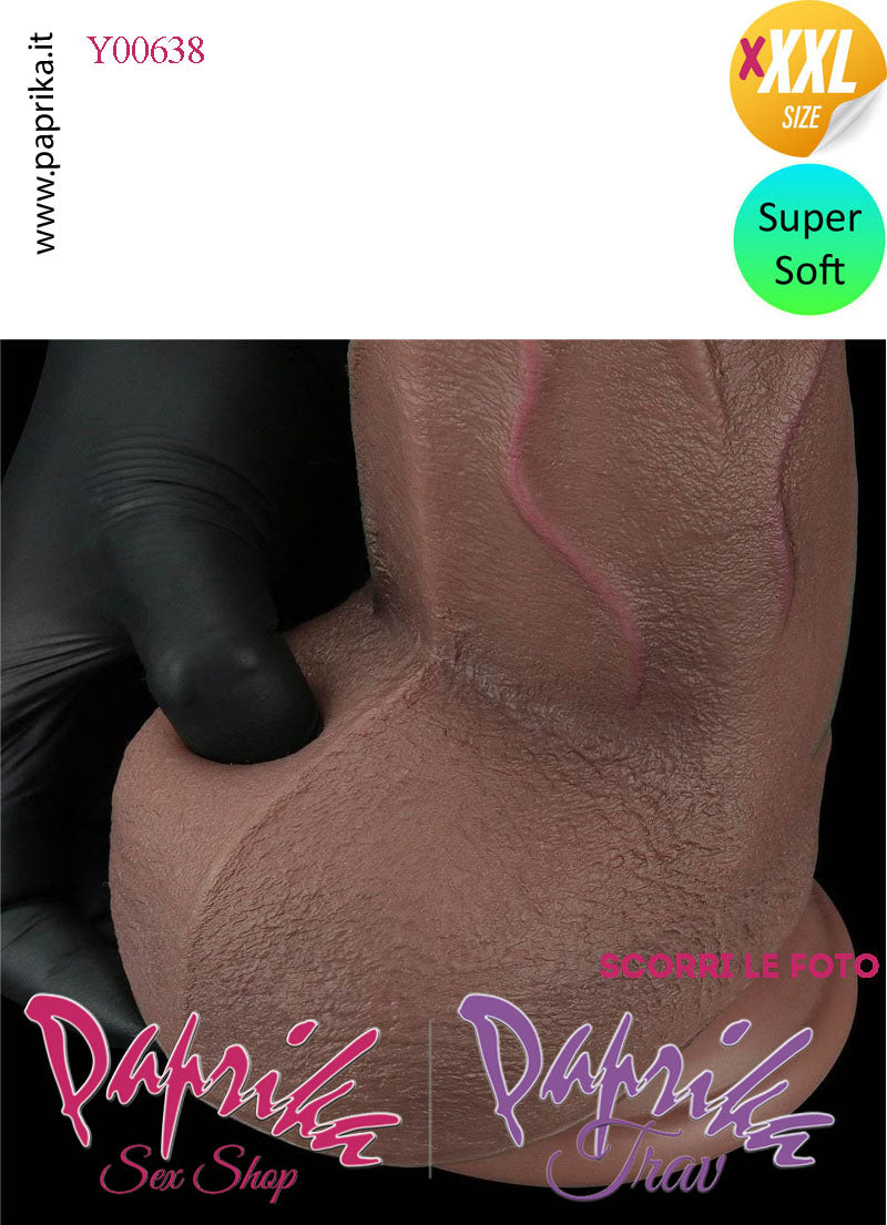 Fallo Unisex Venature Testicoli Ventosa XXXXL Non Vibrante 23/28 cm Ø 76