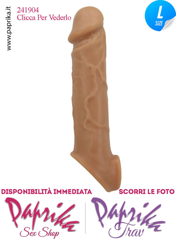 Prolunga Guaina Allungamento Pene Large 4 cm Silicone 16 cm Foro Testicoli