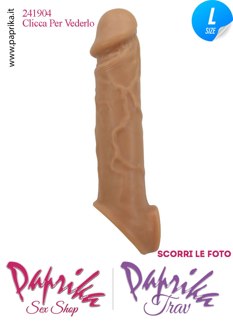 Prolunga Guaina Allungamento Pene Large 4 cm Silicone 16 cm Foro Testicoli