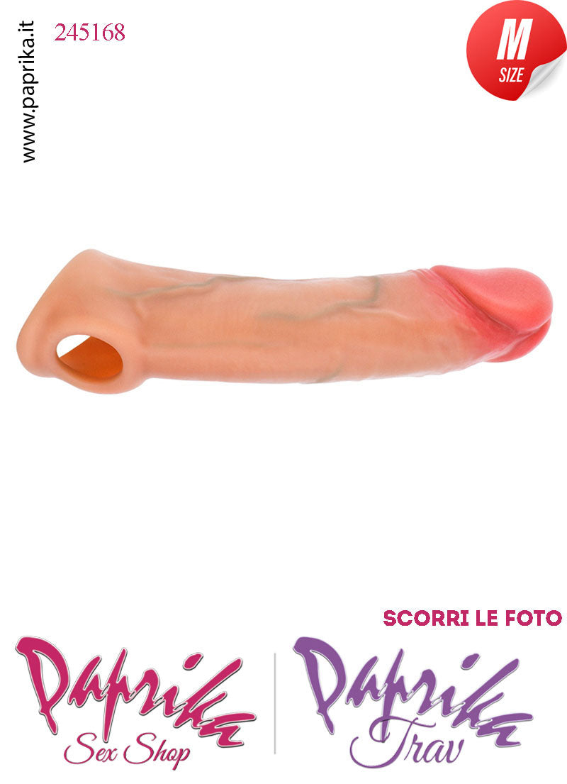 Prolunga Guaina Allungamento Pene 4.4 cm Silicone 15 cm Medium Foro Testicoli