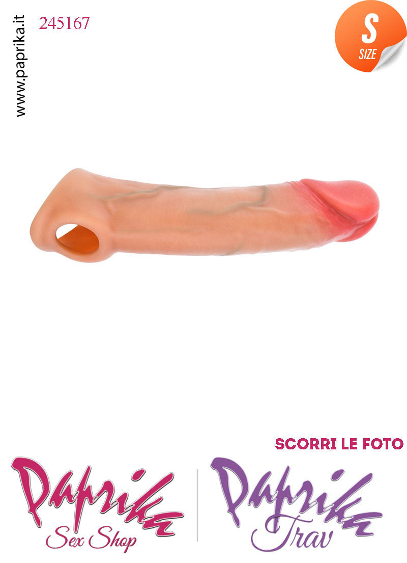 Prolunga Guaina Allungamento Pene 4.5 cm Silicone 13 cm Small Foro Testicoli