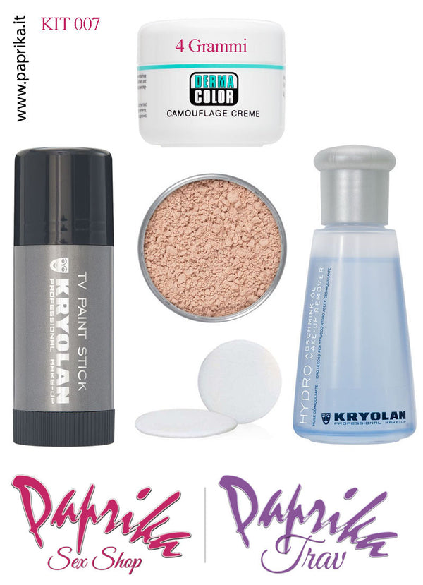 Kit Copribarba Kryolan 5 Pezzi Camouflage Small - TvPaint- Struccante - Cipria - Puf
