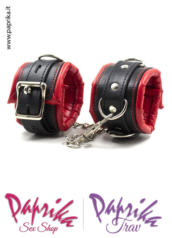 Manette Polsiere Alte Ecopelle Bicolore Anello Moschettone Catenella