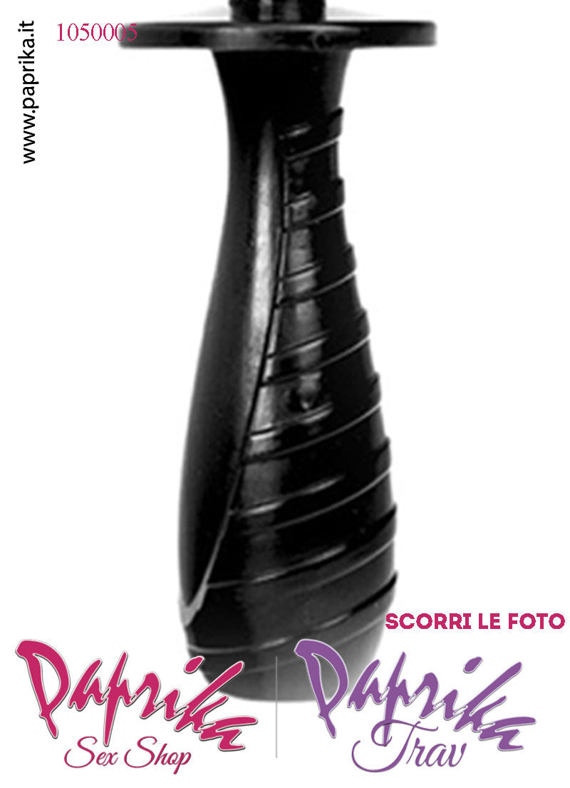 Fallo Dildo Unisex XL Pvc Nero Venature Non Vibrante 16/19 cm Ø 48 Manico
