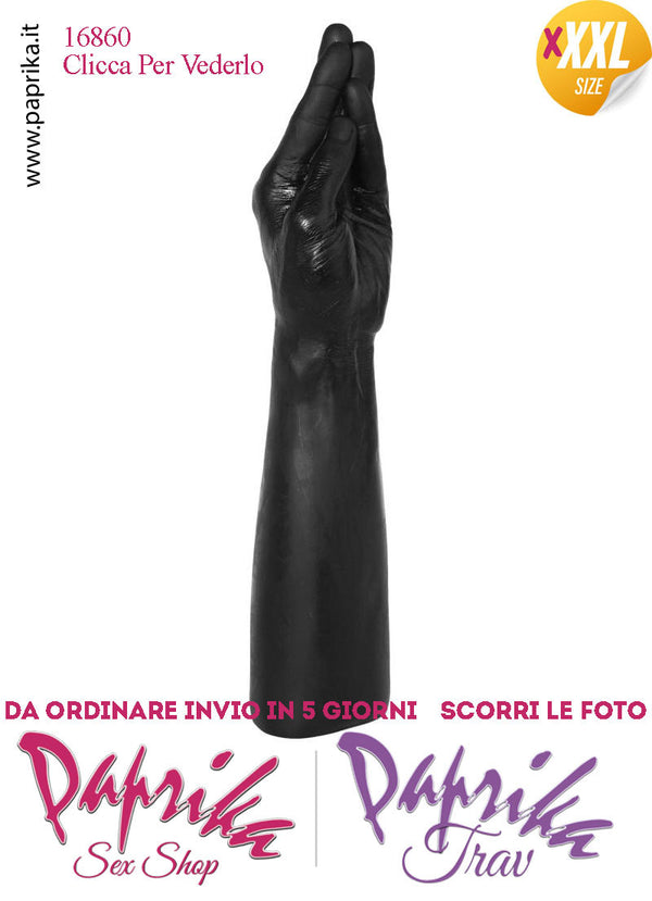 Mano Dita Affusolate Fisting XXXL 36 cm Ø 70 Unisex Pvc Nero Non Vibrante