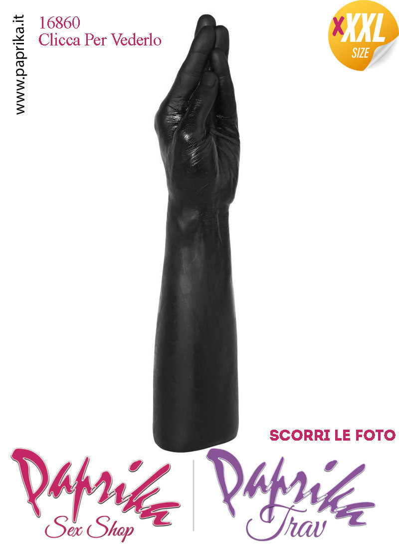 Mano Dita Affusolate Fisting XXXL 36 cm Ø 70 Unisex Pvc Nero Non Vibrante