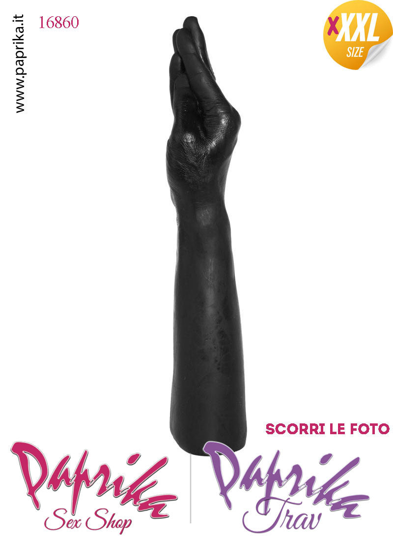 Mano Dita Affusolate Fisting XXXL 36 cm Ø 70 Unisex Pvc Nero Non Vibrante
