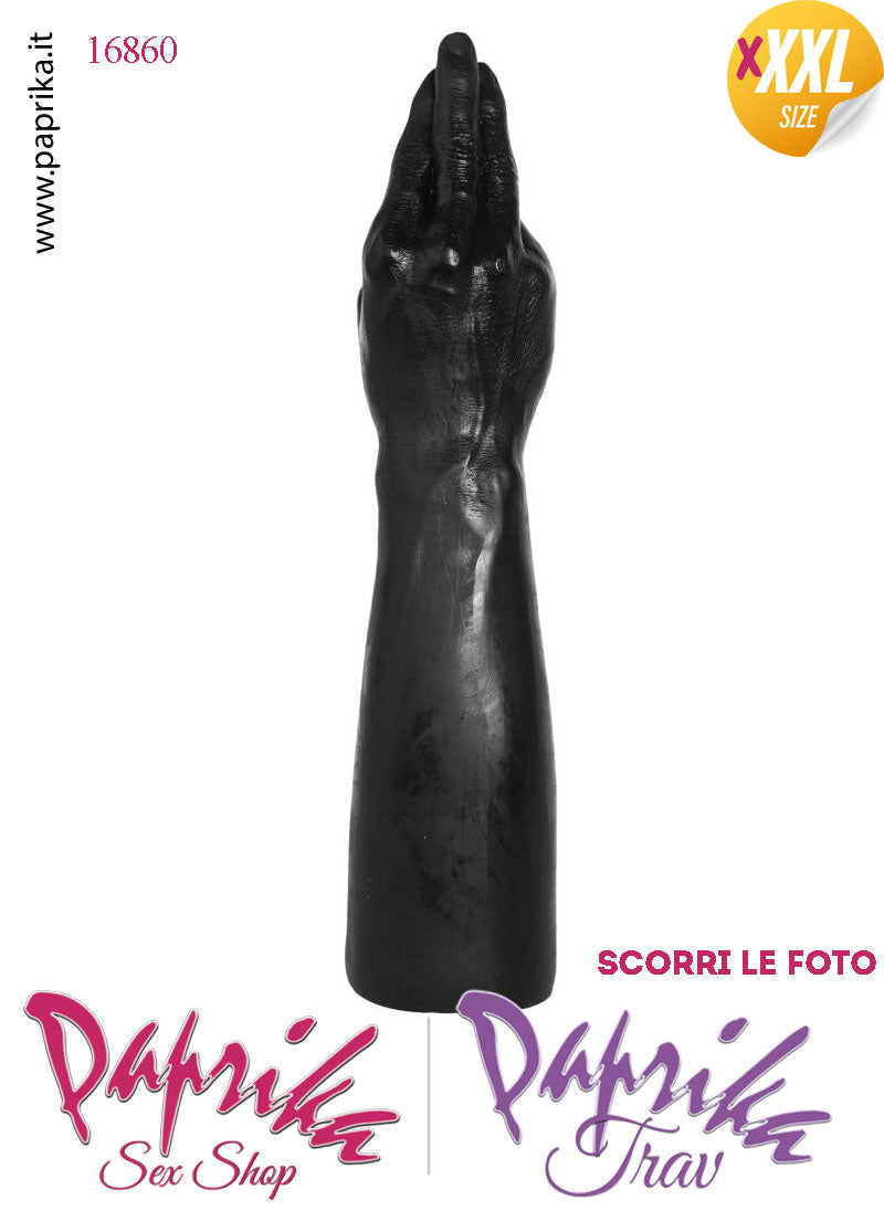 Mano Dita Affusolate Fisting XXXL 36 cm Ø 70 Unisex Pvc Nero Non Vibrante