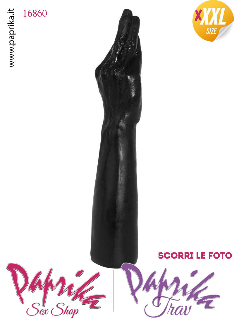 Mano Dita Affusolate Fisting XXXL 36 cm Ø 70 Unisex Pvc Nero Non Vibrante