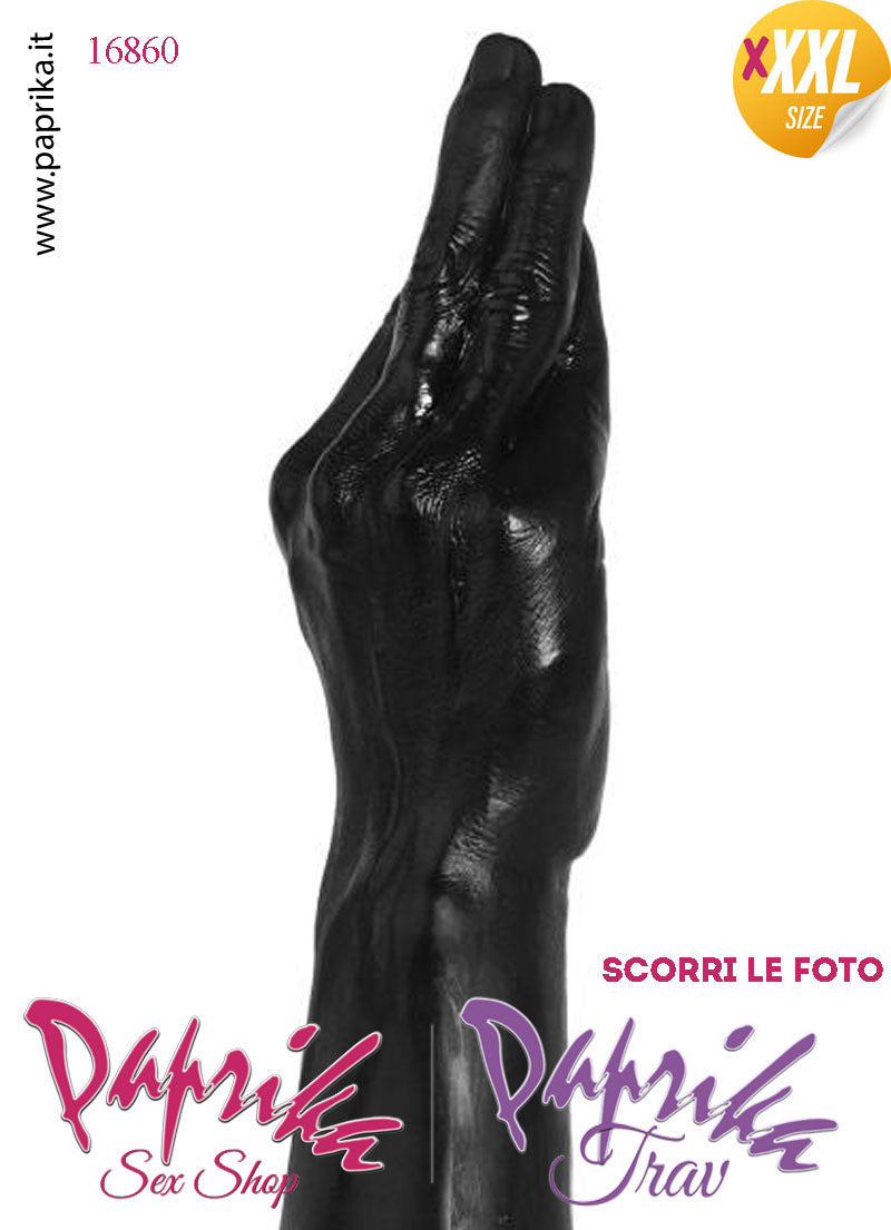 Mano Dita Affusolate Fisting XXXL 36 cm Ø 70 Unisex Pvc Nero Non Vibrante