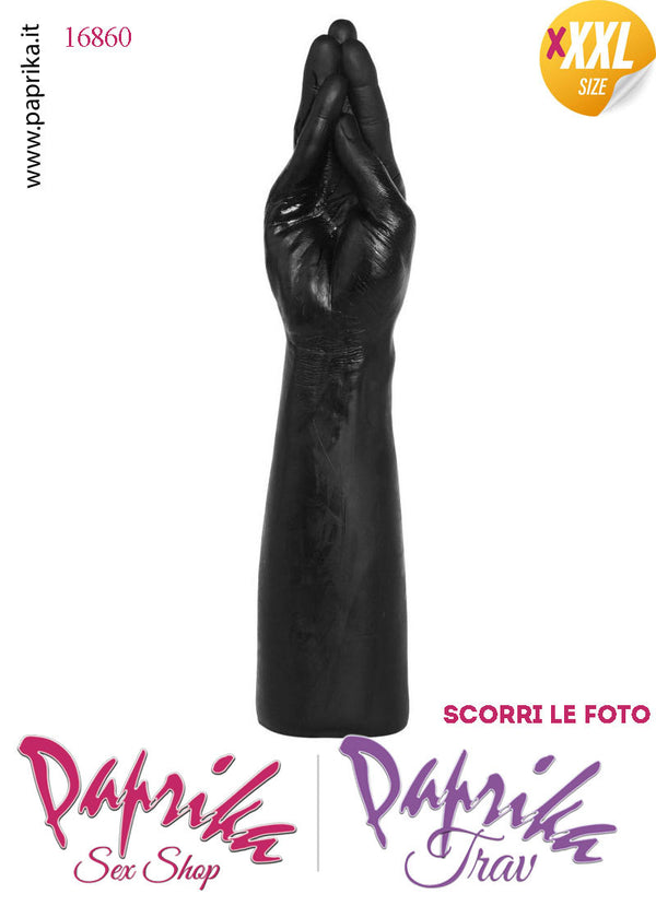 Mano Dita Affusolate Fisting XXXL 36 cm Ø 70 Unisex Pvc Nero Non Vibrante
