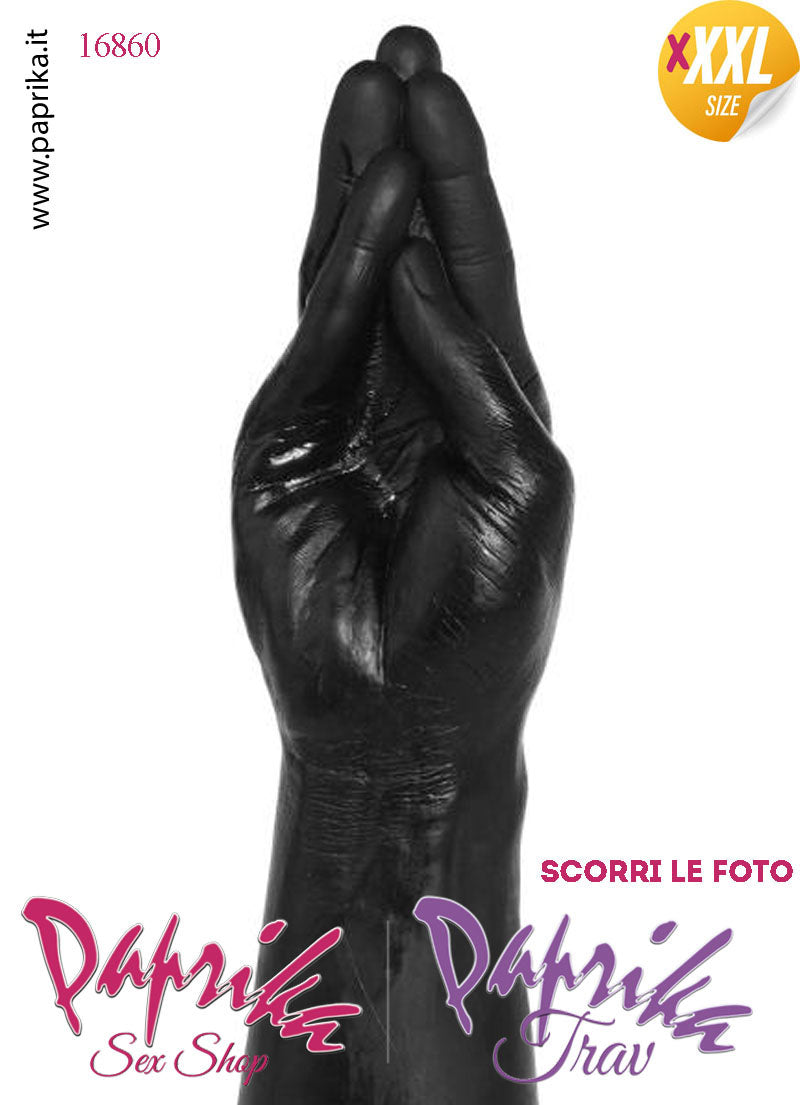 Mano Dita Affusolate Fisting XXXL 36 cm Ø 70 Unisex Pvc Nero Non Vibrante