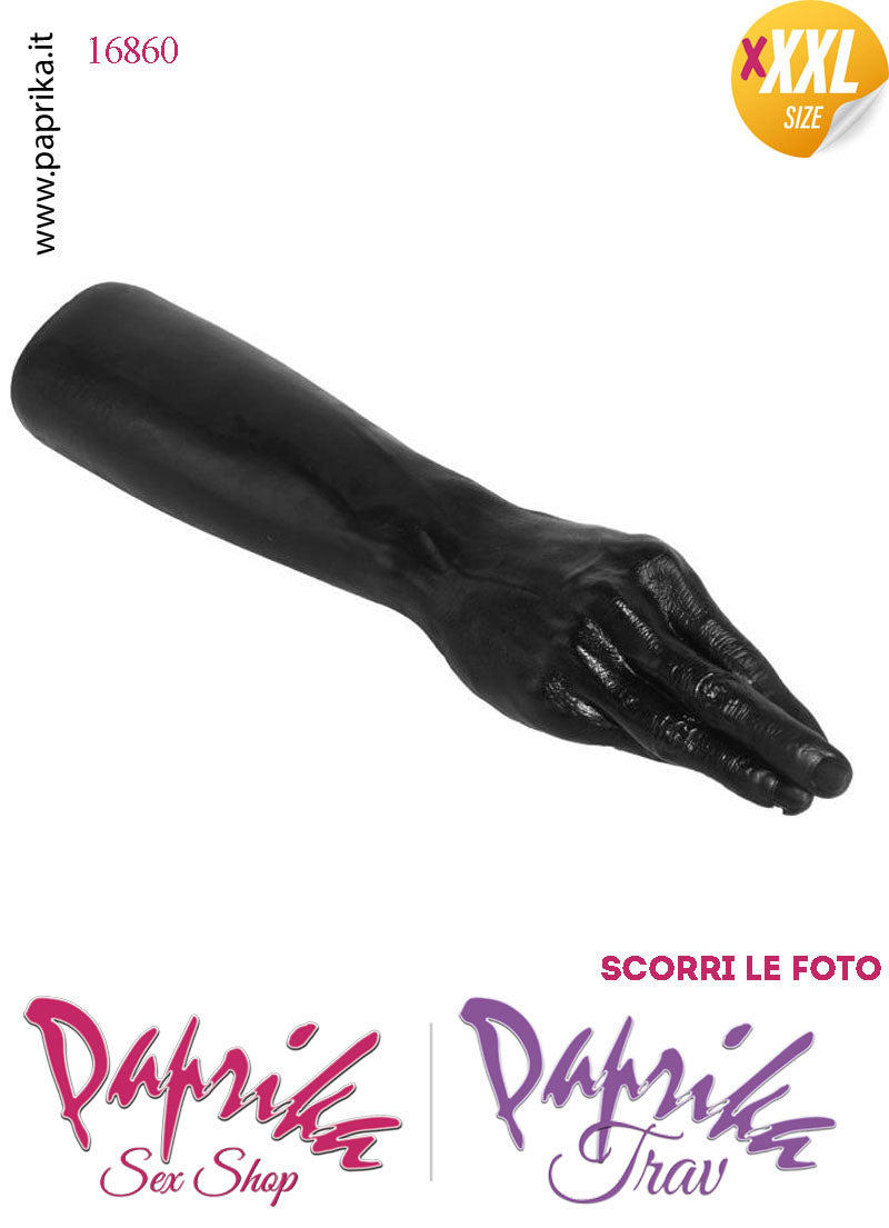 Mano Dita Affusolate Fisting XXXL 36 cm Ø 70 Unisex Pvc Nero Non Vibrante
