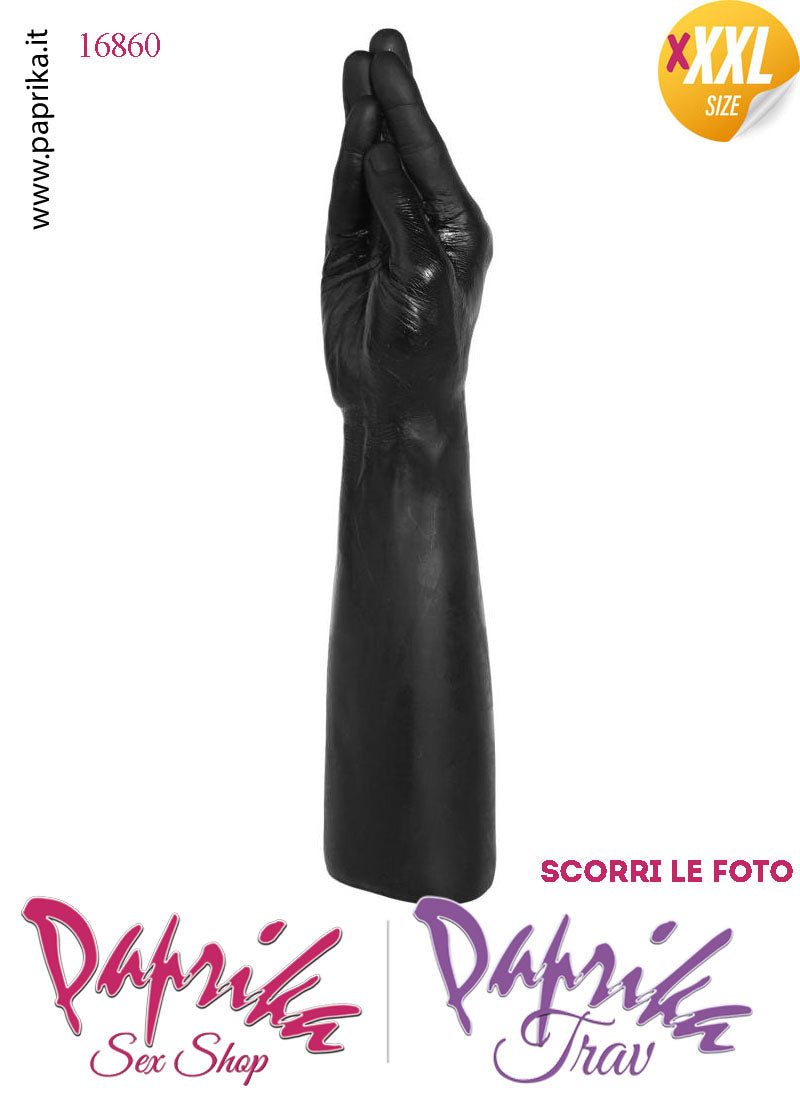 Mano Dita Affusolate Fisting XXXL 36 cm Ø 70 Unisex Pvc Nero Non Vibrante