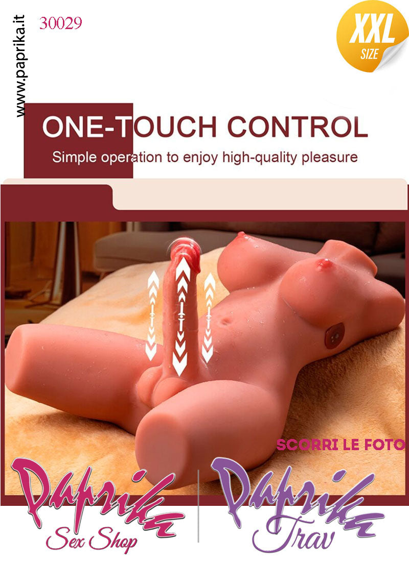 Busto Trans Seno Grande Pene Vibrante Su & Giù Ano TPE 55 cm Fallo 16/22 Ø 50