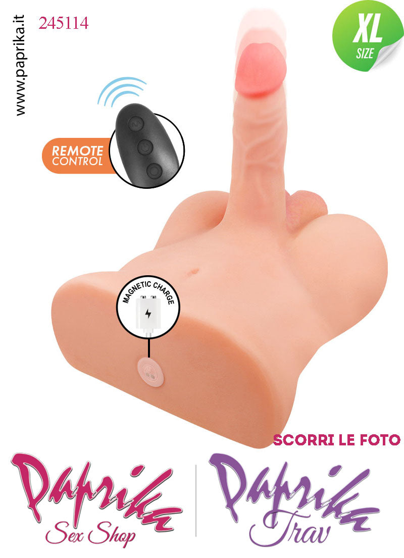 Busto Maschile Pene 16 cm Ø 50 Su & Giù Vibrante Telecomando Ano Penetrabile