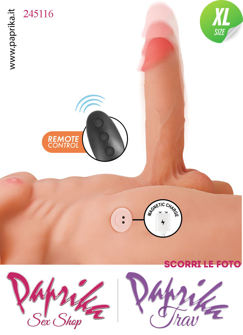 Busto Maschile Pene 16 cm Ø 45 Su & Giù Vibrante Telecomando Ano Penetrabile