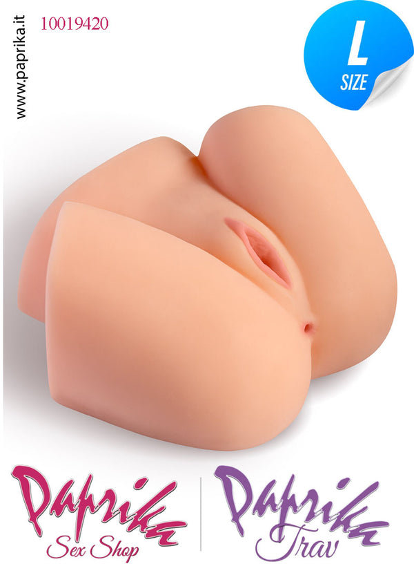 Vagina & Ano Masturbatore Realistico Vibrante Doppia Posizione 24 cm