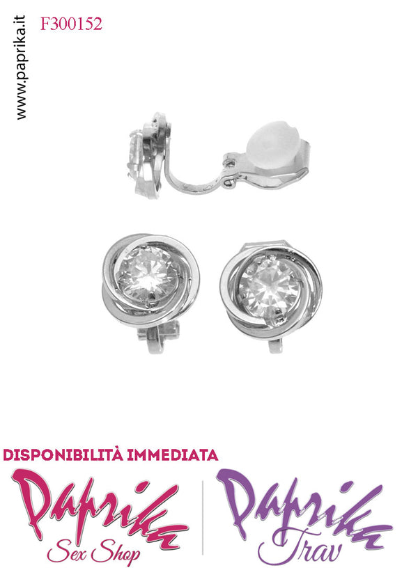 Orecchini Piccoli 10 mm Clip Bigiotteria Rotondo Strass Centrale