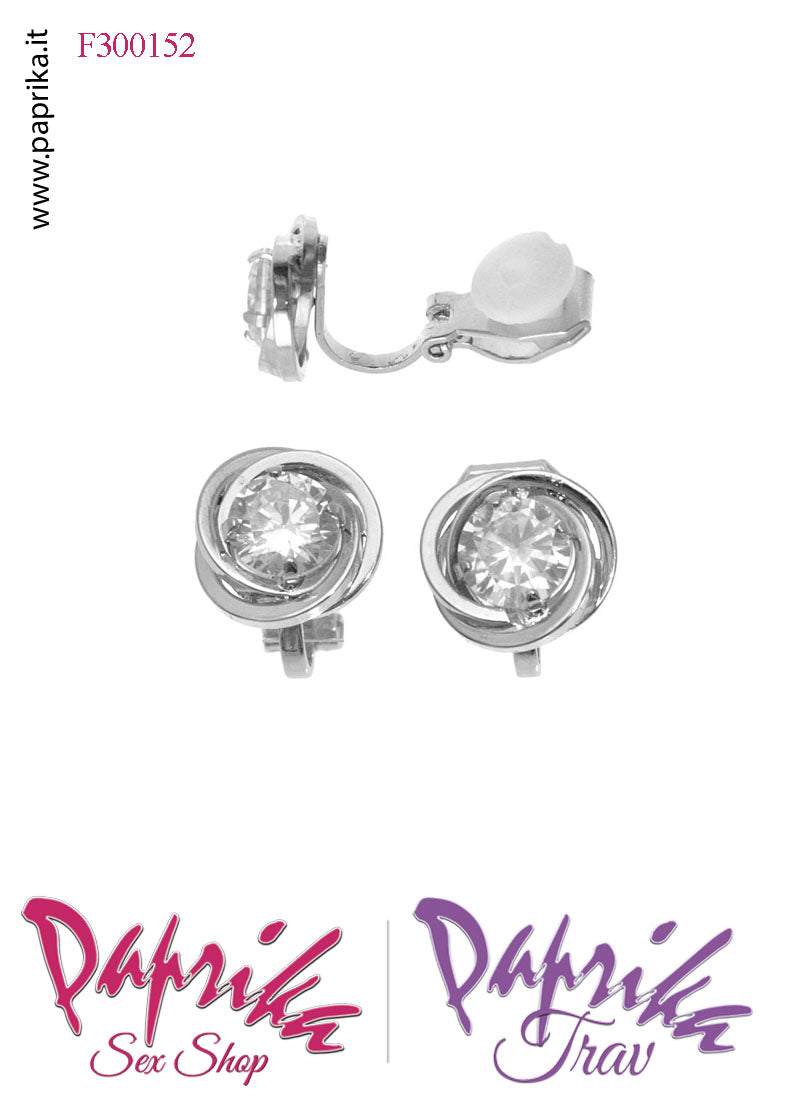 Orecchini Piccoli 10 mm Clip Bigiotteria Rotondo Strass Centrale