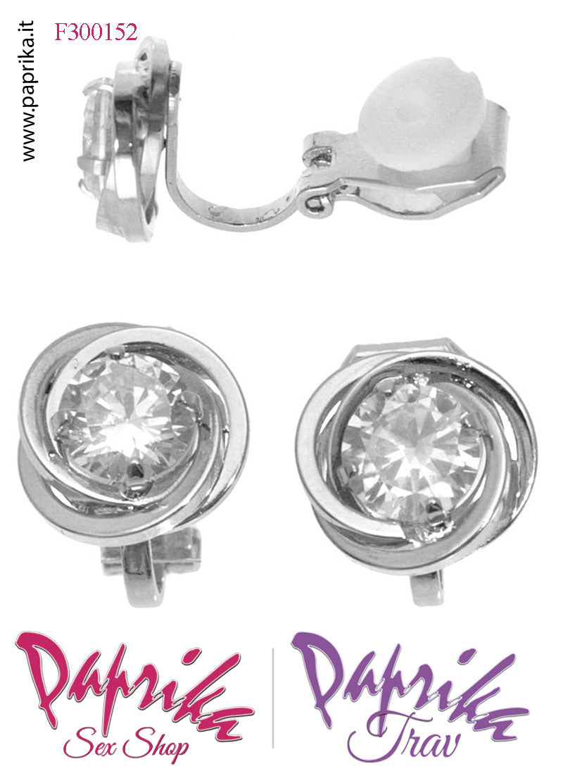 Orecchini Piccoli 10 mm Clip Bigiotteria Rotondo Strass Centrale