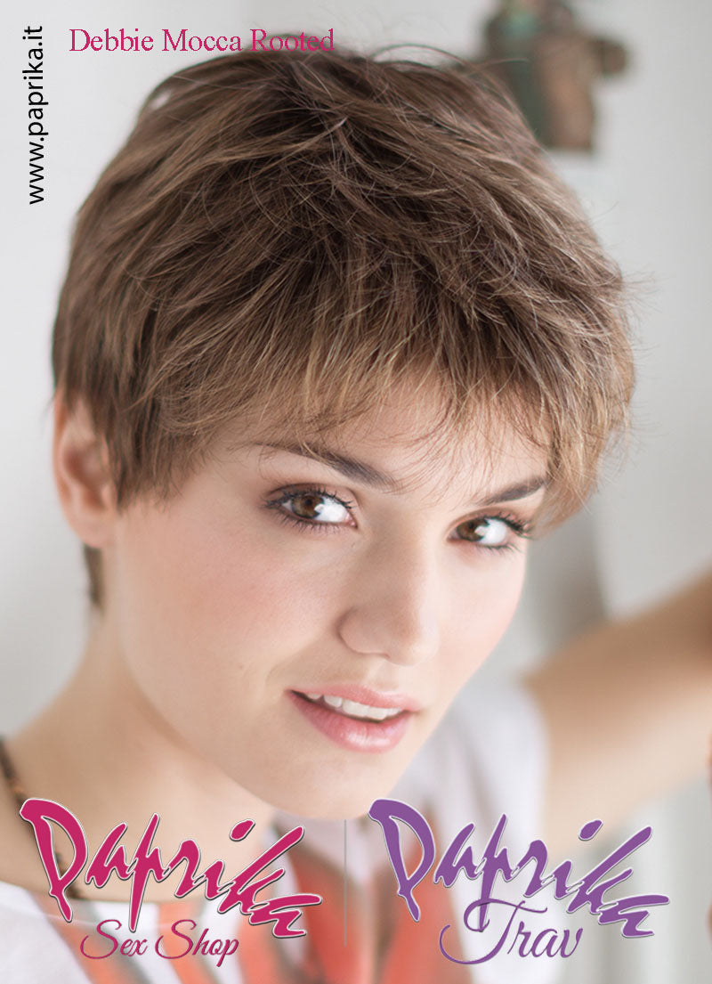 Debbie Parrucca Corta Scalata Riga Laterale Frangetta Lunga