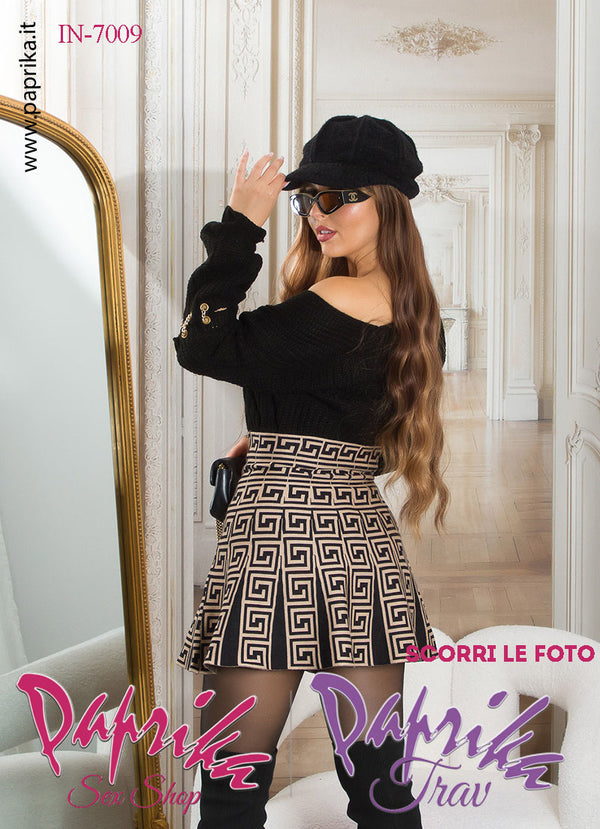 Maglione Catenelle Oro Tessuto Super Elasticizzato Maniche Lunghe