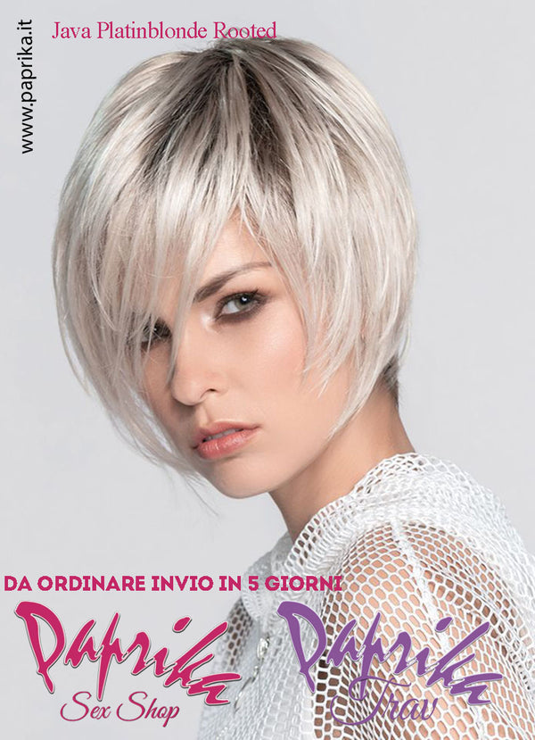 Java Parrucca Caschetto Corto Scalata Riga Laterale Frangetta Lunga