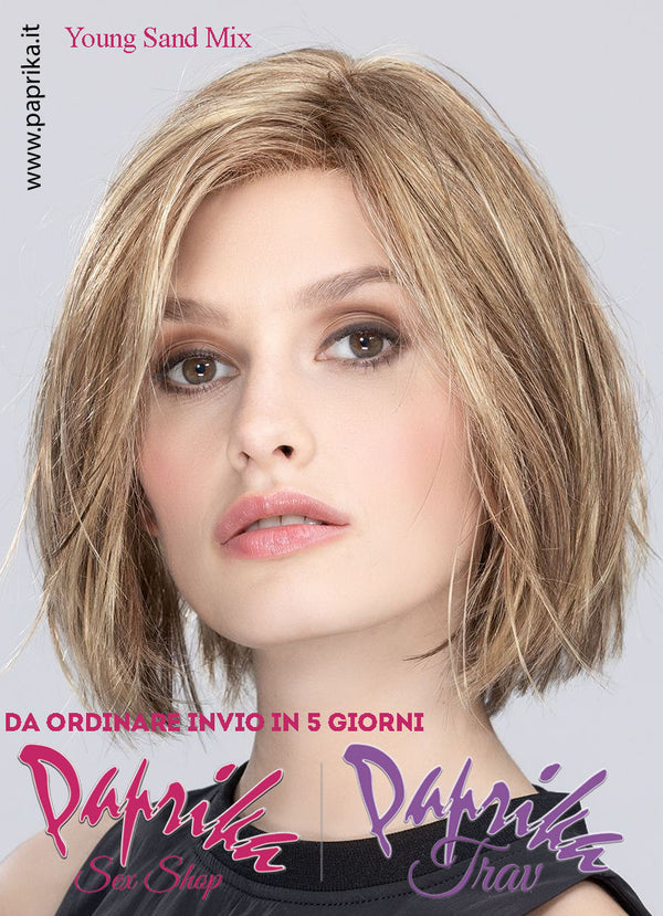 Young Mono Parrucca Caschetto Riga Laterale Frangetta Lunga