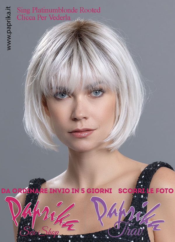 Sing Mono Parrucca Caschetto Riga Centrale Frangetta Lunga Fonabile 130°