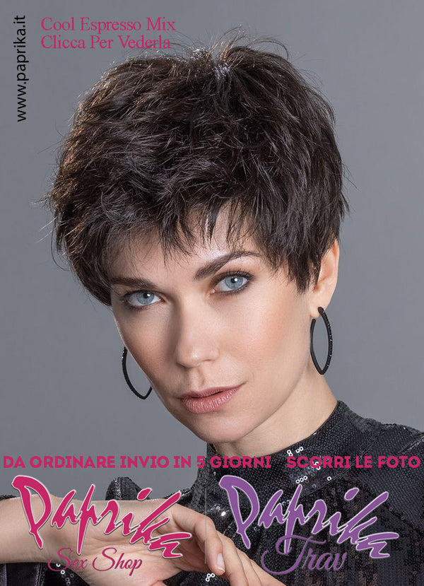 Cool Parrucca Corta Scalata Riga Laterale Frangetta Lunga Tulle Cinema