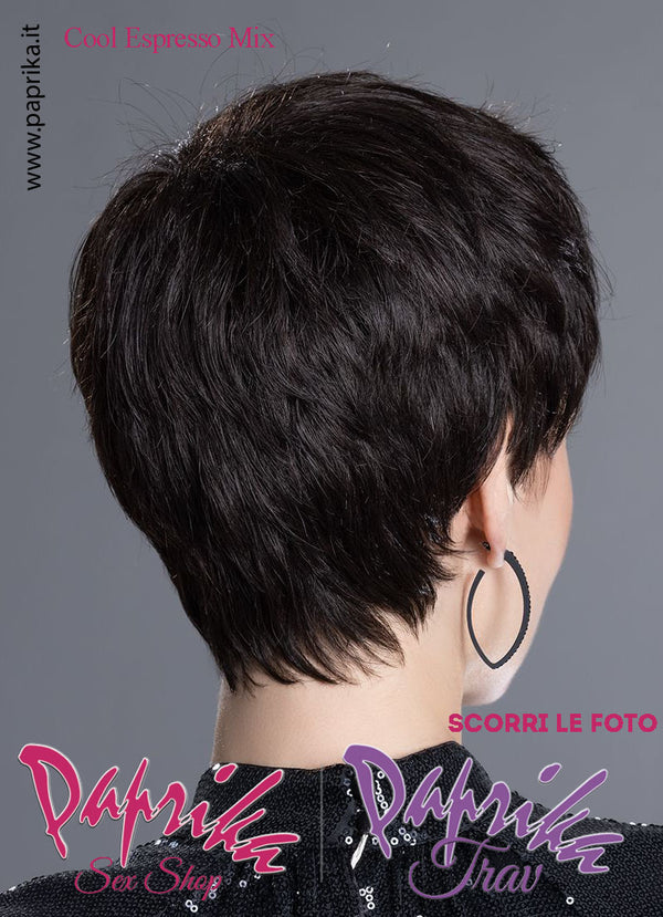 Cool Parrucca Corta Scalata Riga Laterale Frangetta Lunga Tulle Cinema