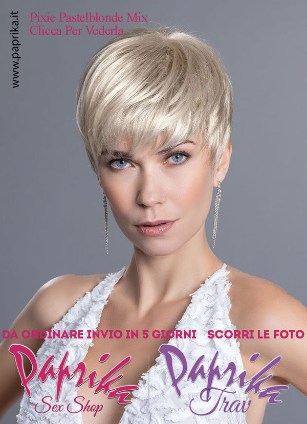 Pixie Parrucca Corta Scalata Frangetta Lunga Riga Laterale