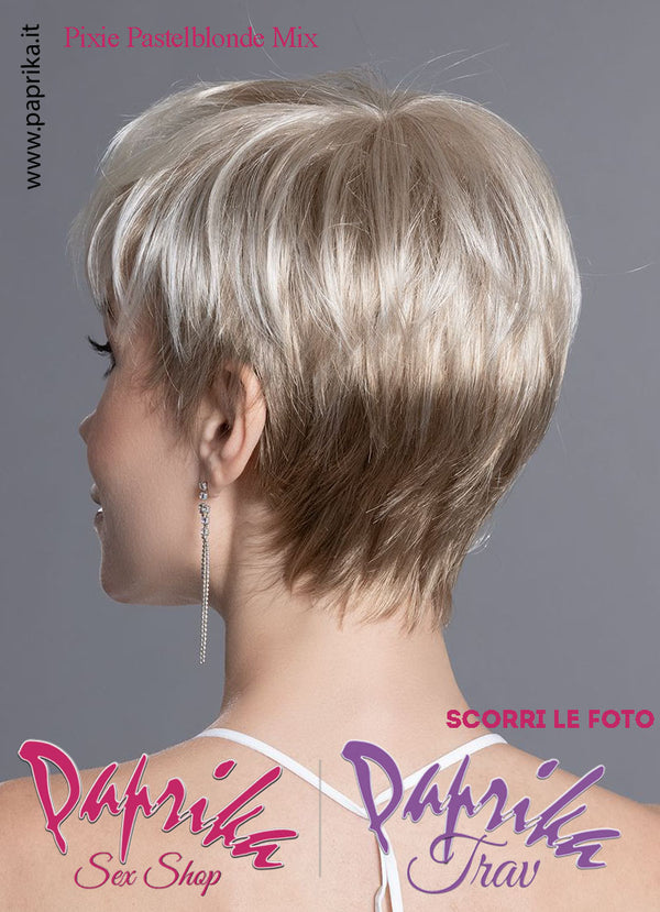 Pixie Parrucca Corta Scalata Frangetta Lunga Riga Laterale